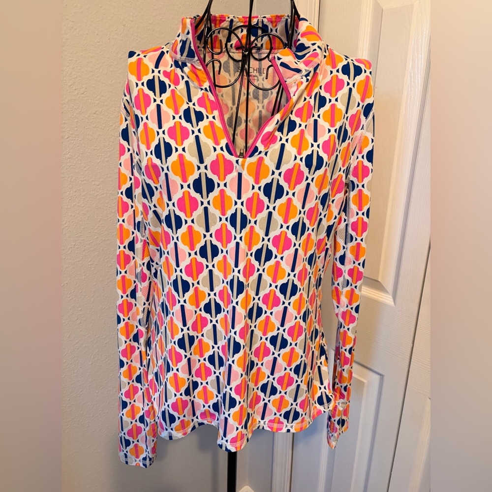 Athleta Multicolor Geometric Long Sleeve Top